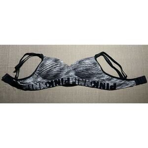 PINK Victoria's Secret Sports Bra Size Medium M Black White LOGO Underwire Band